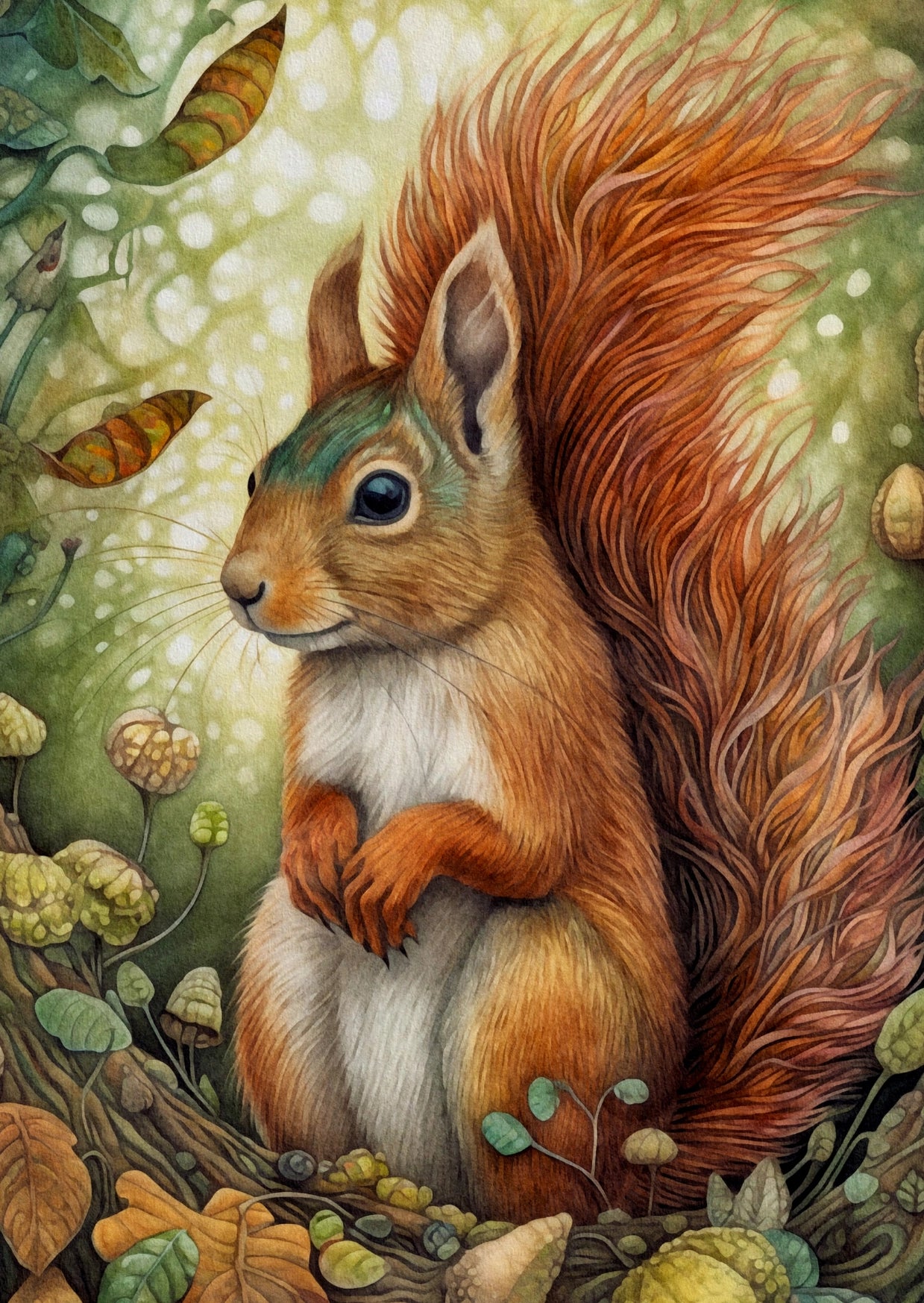 Animals of the forest squirrel A6 card