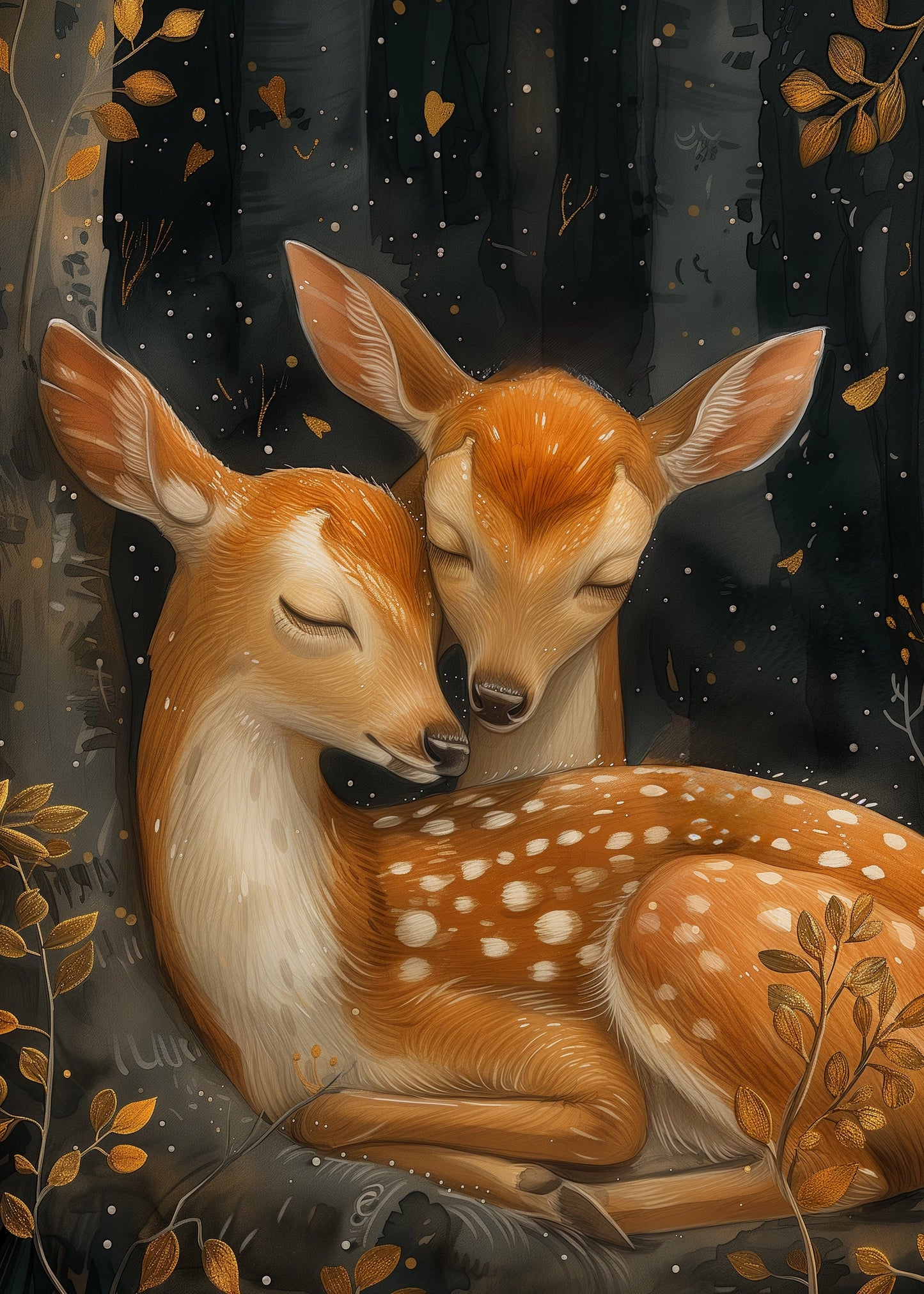 Cuddle time deer A6 card