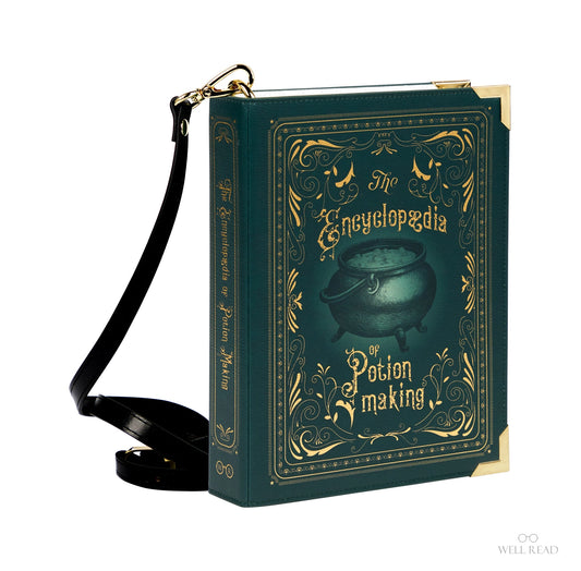 The Encyclopedia of Potion Making goudfolie crossbody boek tas