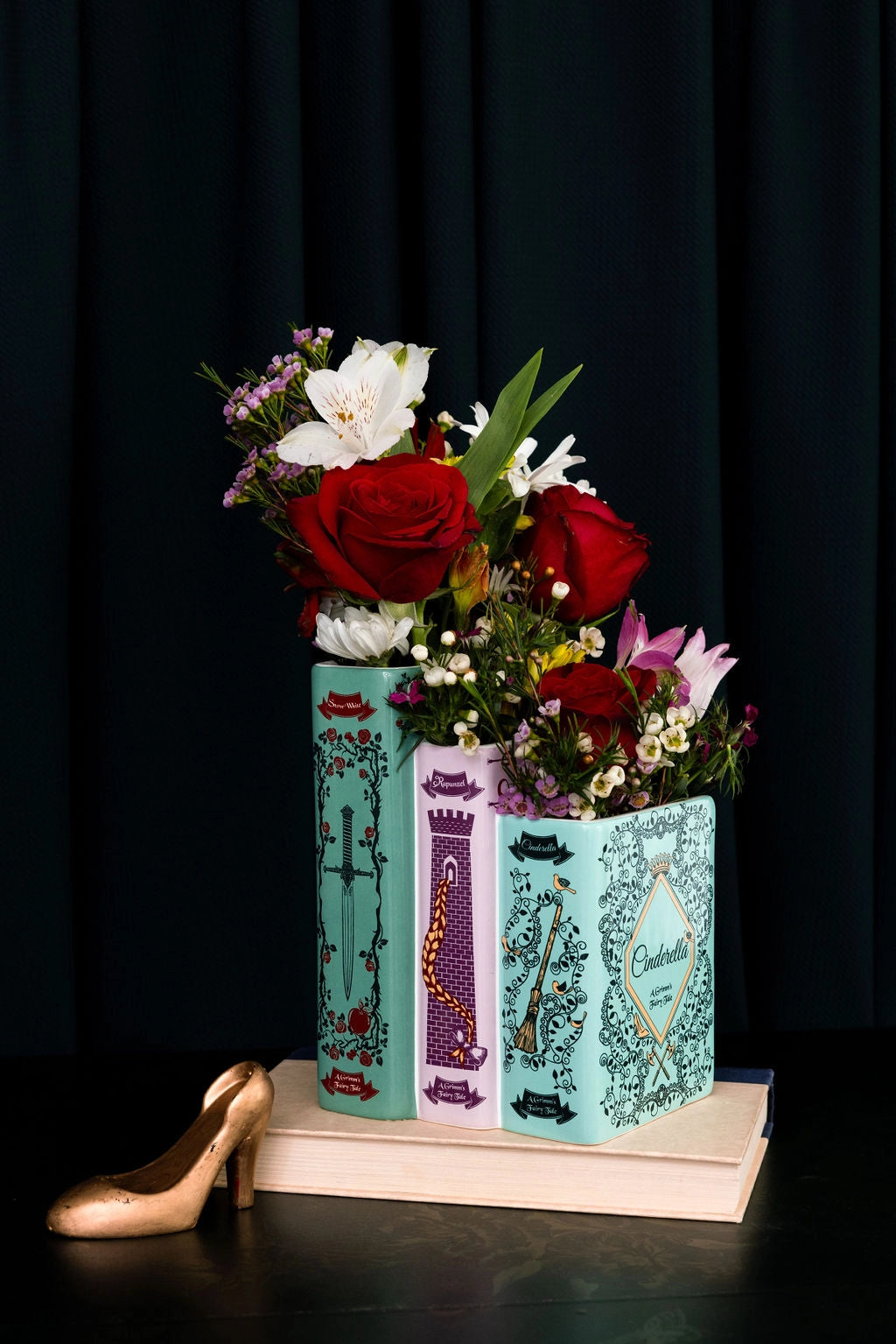 Triple book vase with Grimm's fairy tales