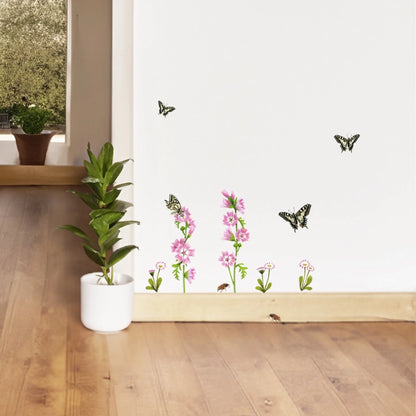Wall sticker with wild flowers in pink