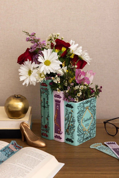 Triple book vase with Grimm's fairy tales