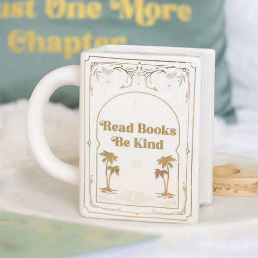 Read books and be kind book-shaped mug