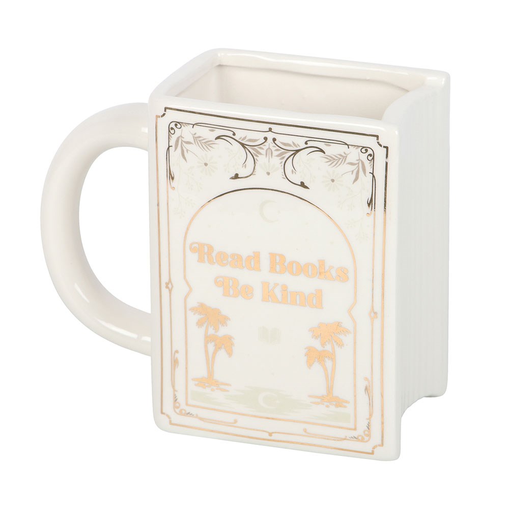 Read books and be kind book-shaped mug
