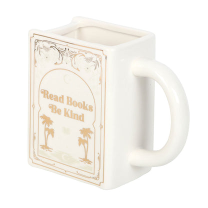 Read books and be kind book-shaped mug