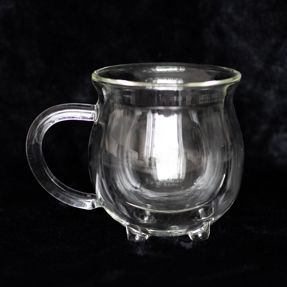 Clear double-walled glass kettle mug