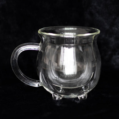Clear double-walled glass kettle mug