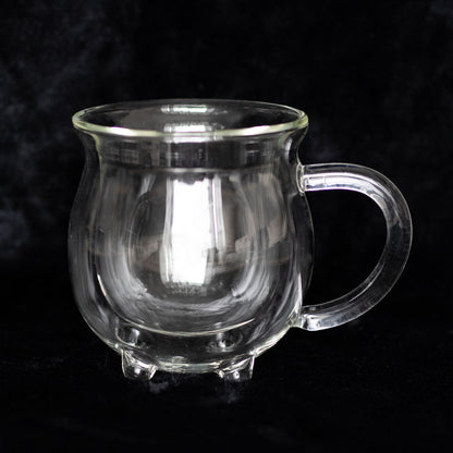 Clear double-walled glass kettle mug