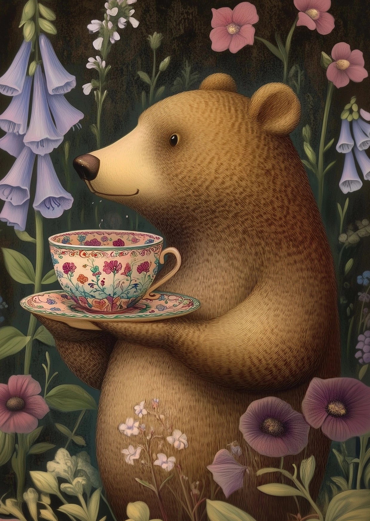 Animal tea time big bear A6 card