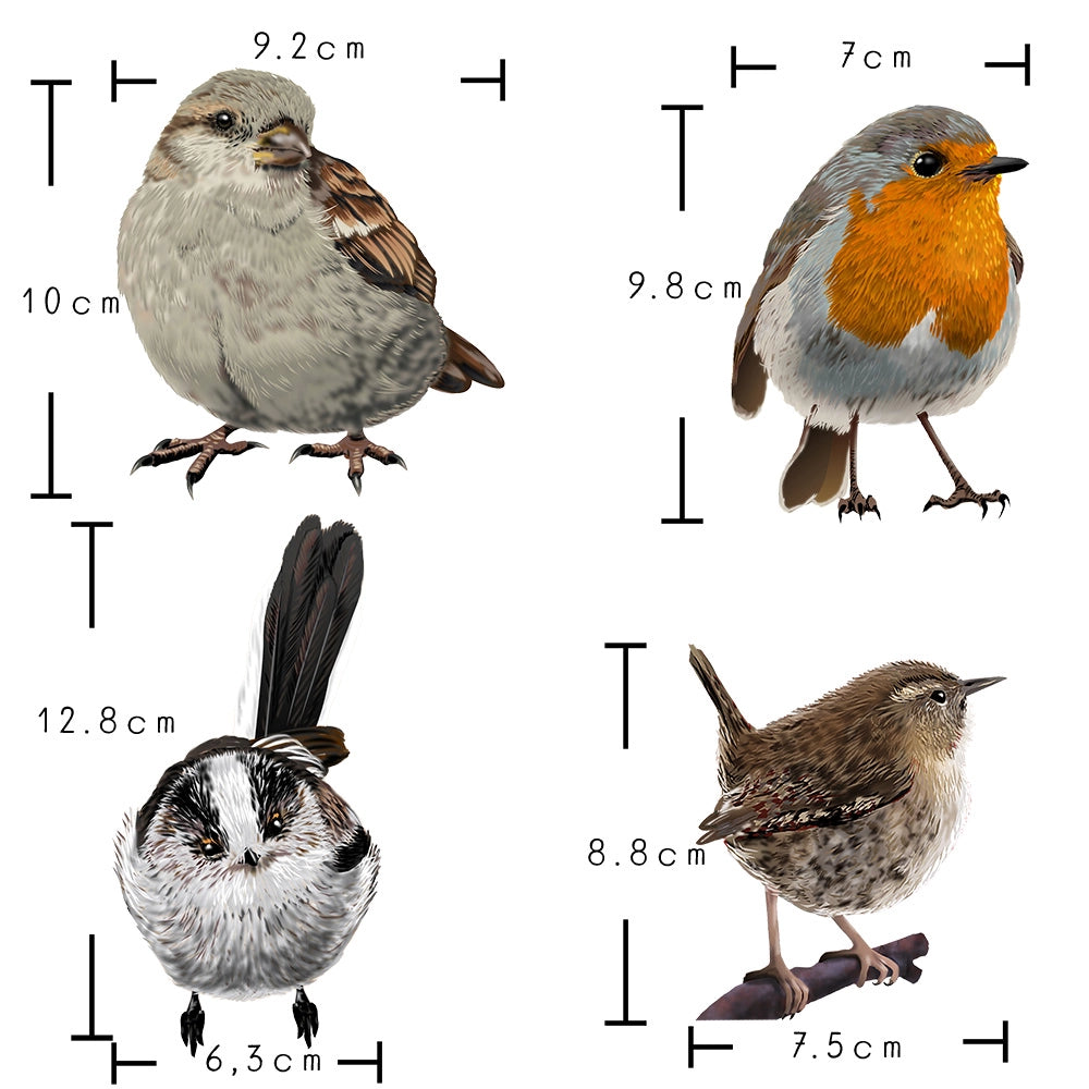 Dubbelzijdige Raamstickers kleine vogels mix