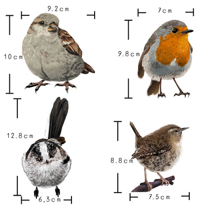 Dubbelzijdige Raamstickers kleine vogels mix