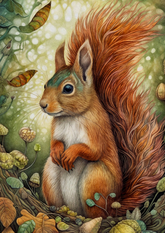 Animals of the forest squirrel A6 card