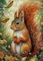 Animals of the forest squirrel A6 card