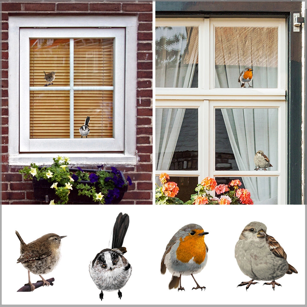 Dubbelzijdige Raamstickers kleine vogels mix