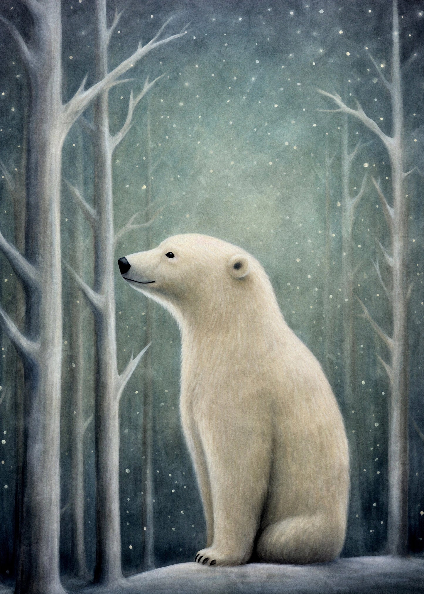 Mystical Christmas animals polar bear A6 card