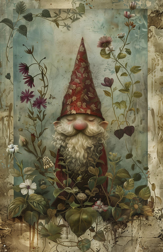 Fairytale woodland gnome A6 card