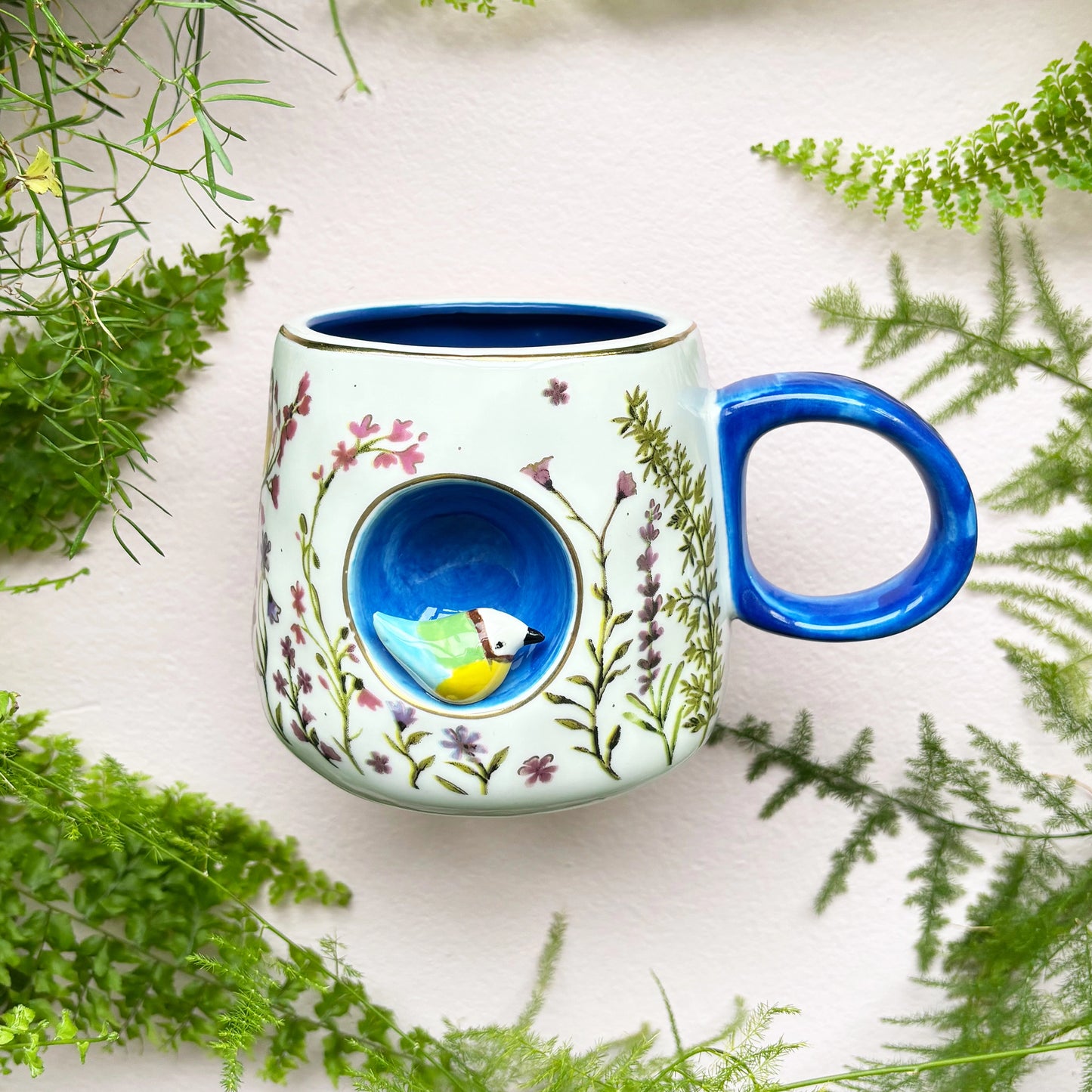 Secret garden 3D blue tit mug