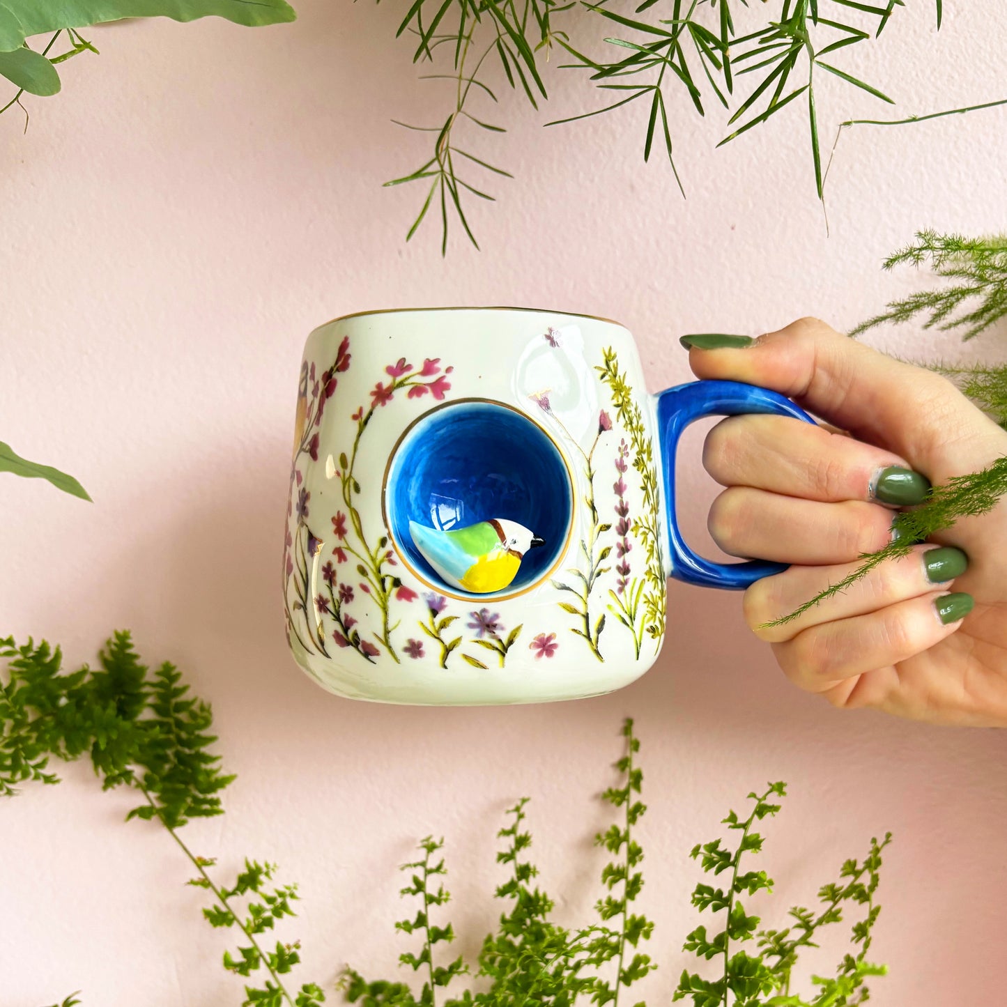 Secret garden 3D blue tit mug
