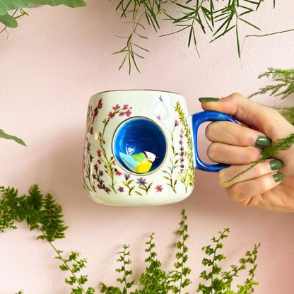 Secret garden 3D blue tit mug