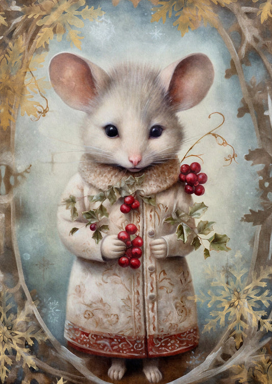 Christmas animals mouse A6 card
