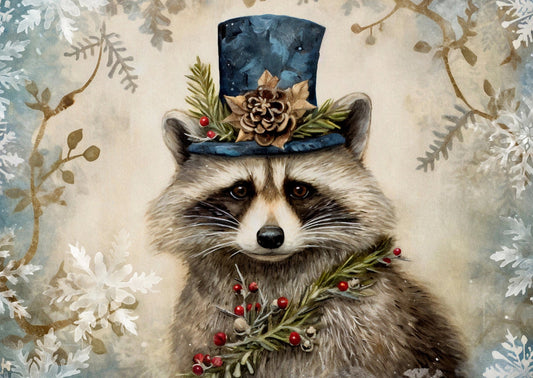Christmas animals raccoon A6 card